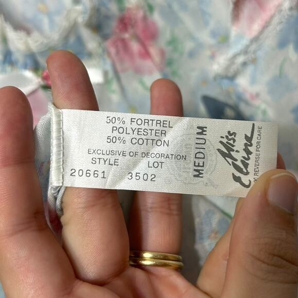 Miss Elaine Floral Flutter Cap Sleeve Nightgown Vintage NWT Women's Sz M USA - Picture 6 of 7